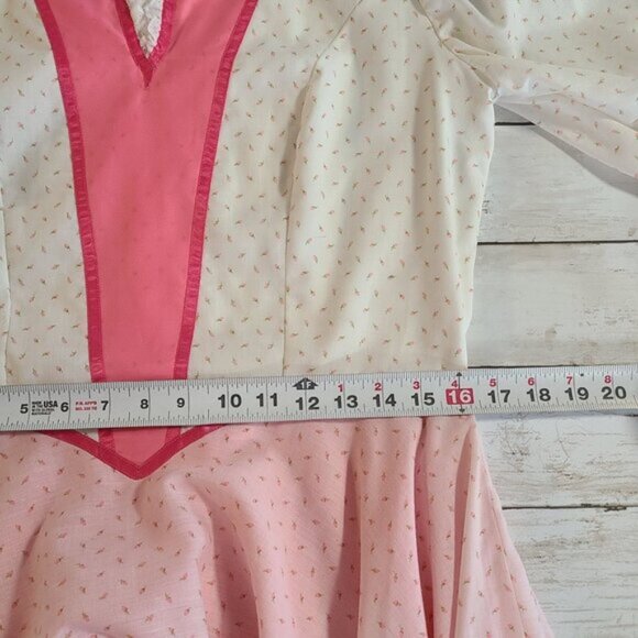 Vintage Pink 70s Dress Gown Prairie Cottage Victorian Period Costume Handmade - Picture 7 of 9
